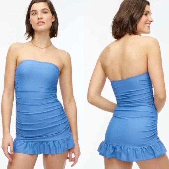J. Crew Cross Front Strapless One Piece Swimsuit Size 2